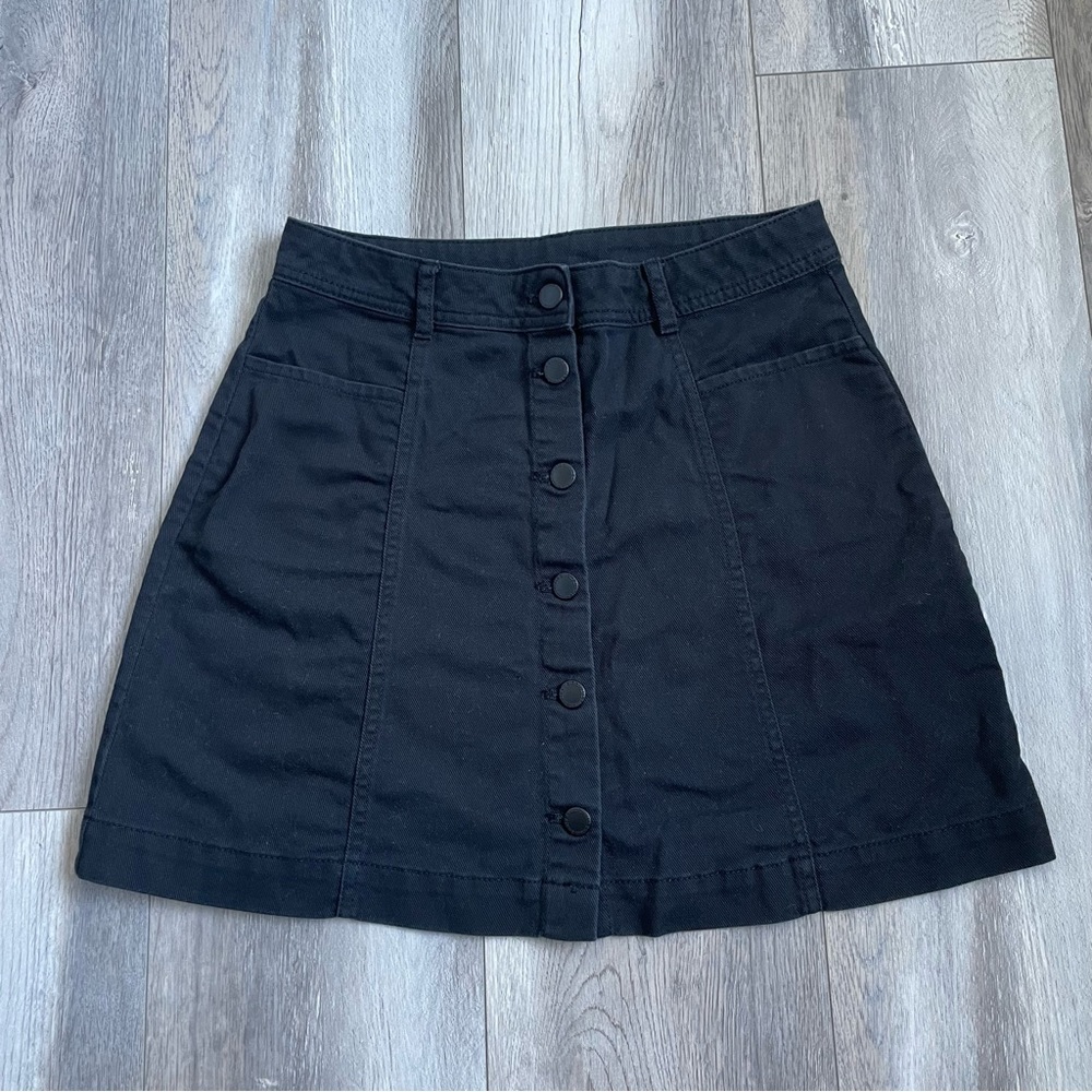 Divided H&M Black Denim Button Skirt